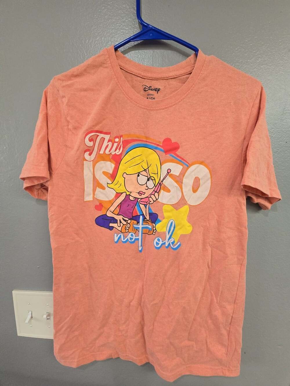 Disney Lizzie McGuire Graphic T-Shirt Adult Size S Coral This Is So Not Ok